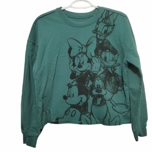 Disney Green Cropped Sweatshirt with Character Design Small